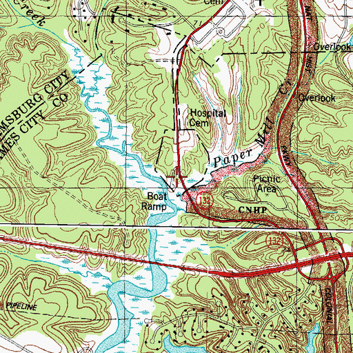 Topographic Map of College Landing Park, VA