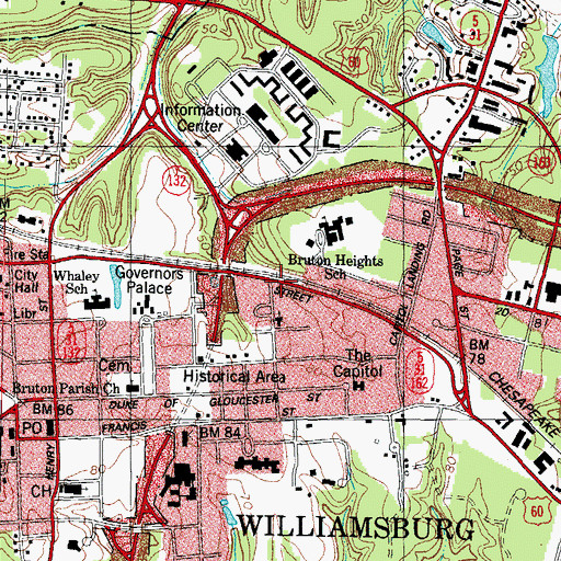 Topographic Map of Decorative Arts Branch Colonial Williamsburg Foundation Library, VA