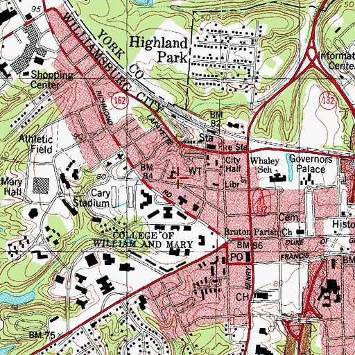 Topographic Map of First Baptist Church, VA