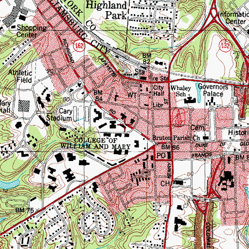 Topographic Map of Monroe Hall, VA