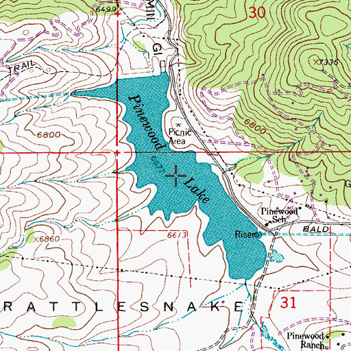 Topographic Map of Pinewood Lake, CO
