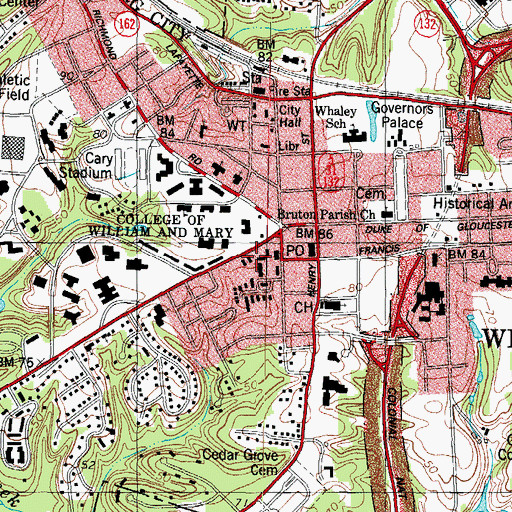 Topographic Map of Taliaferro Hall, VA