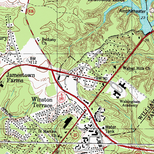 Topographic Map of Williamsburg Christian Church, VA
