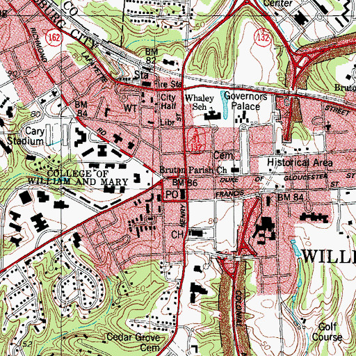Topographic Map of Williamsburg Theatre, VA