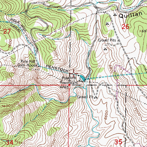 Topographic Map of Pole Hill Power Plant, CO