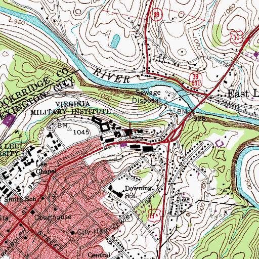 Topographic Map of Crozet Hall, VA