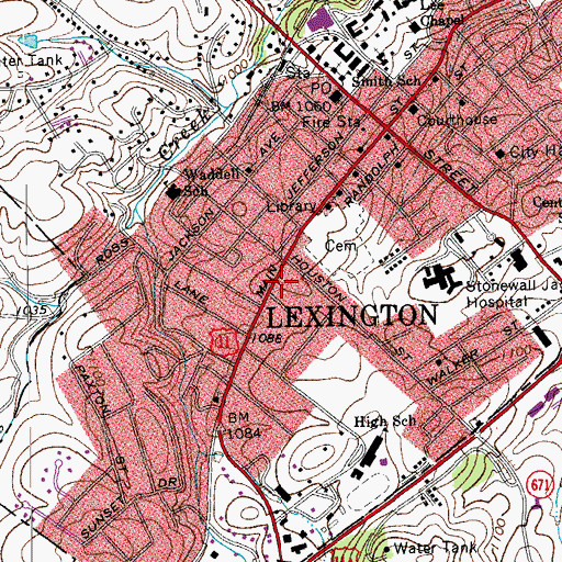Topographic Map of Grace Presbyterian Church, VA