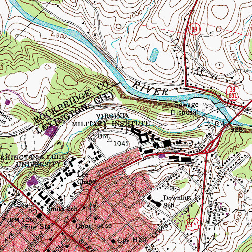Topographic Map of Lejeune Hall, VA