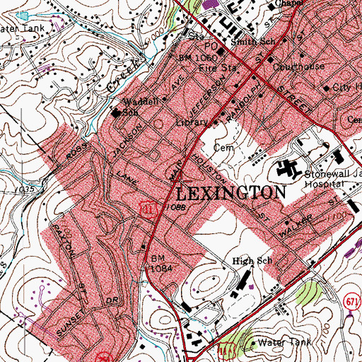 Topographic Map of Lexington Church of Christ, VA