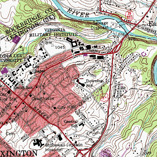 Topographic Map of Lexington Elementary School (historical), VA