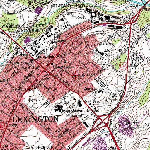 Topographic Map of Lexington Public School (historical), VA
