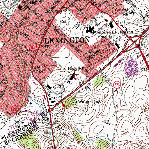 Topographic Map of Maury River Middle School, VA