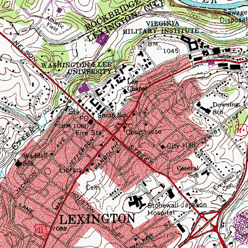 Topographic Map of Rockbridge County Courthouse, VA