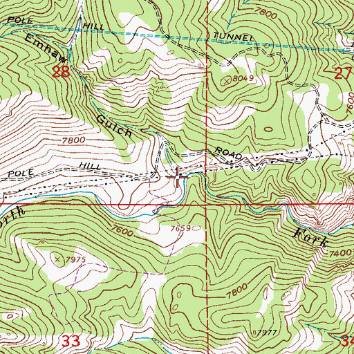 Topographic Map of Emhaw Gulch, CO