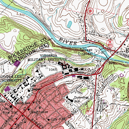 Topographic Map of Virginia Military Institute Barracks, VA