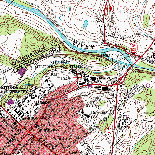Topographic Map of Virginia Military Institute Historic District, VA