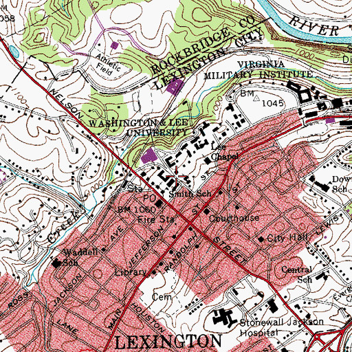 Topographic Map of Evans Dining Hall, VA
