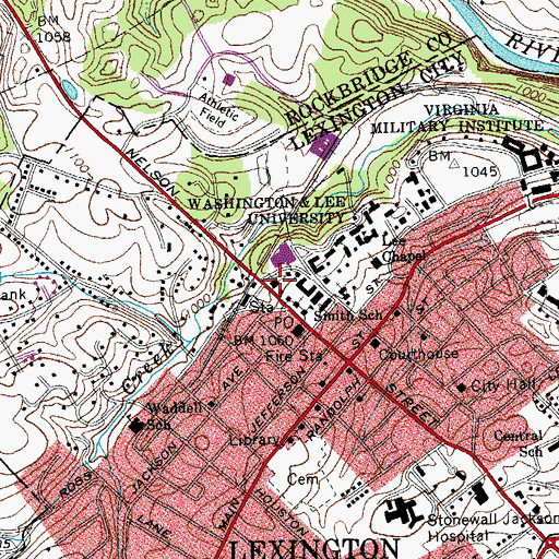 Topographic Map of Gaines Residence Hall, VA