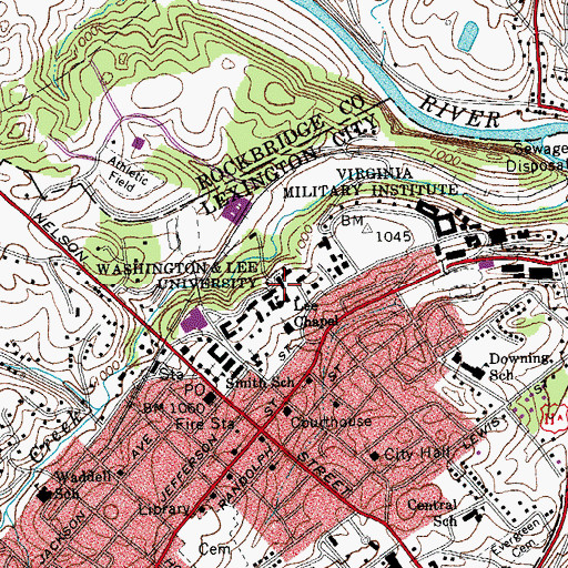 Topographic Map of James G Leyburn Library, VA