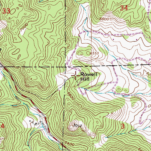 Topographic Map of Rowell Hill, CO