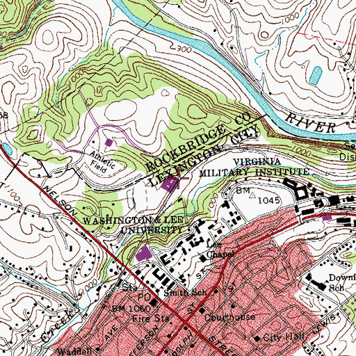 Topographic Map of Lewis Hall, VA