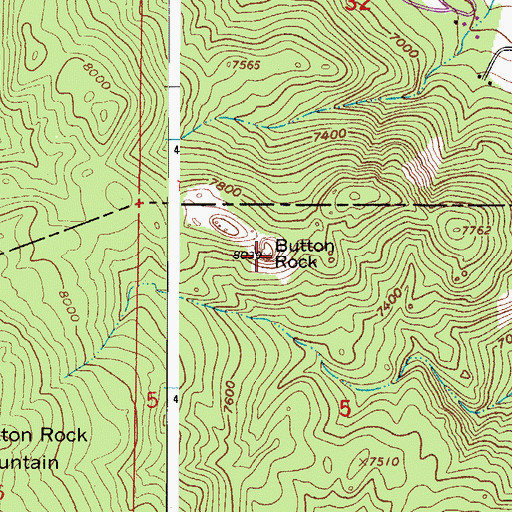 Topographic Map of Button Rock, CO