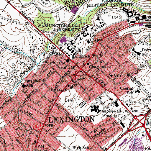 Topographic Map of Rockbridge County Administrative Offices, VA