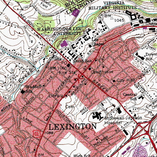 Topographic Map of Rockbridge Regional Library, VA