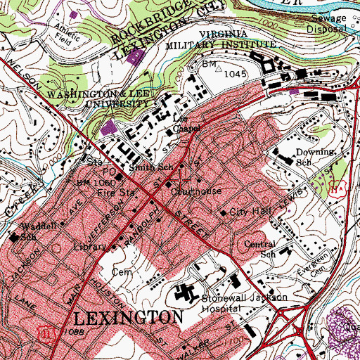 Topographic Map of Stonewall Jackson House, VA