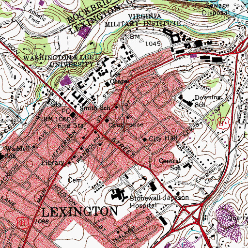 Topographic Map of Lexington Visitors Center, VA