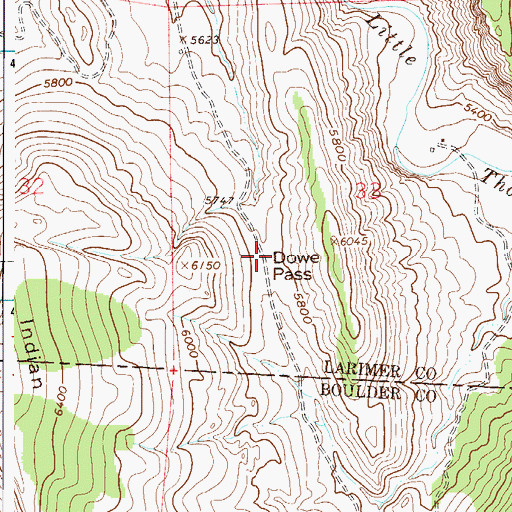 Topographic Map of Dowe Pass, CO