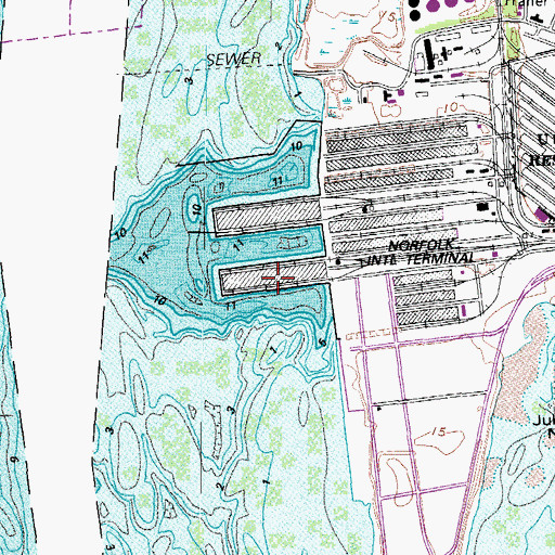 Topographic Map of Pier 1, VA