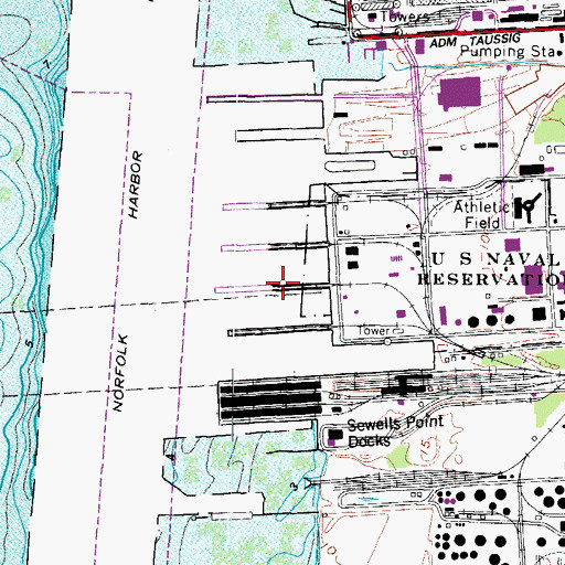 Topographic Map of Pier 21, VA
