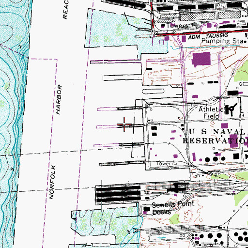 Topographic Map of Pier 22, VA
