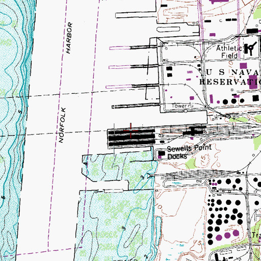 Topographic Map of Pier B, VA