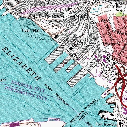 Topographic Map of Pier L, VA