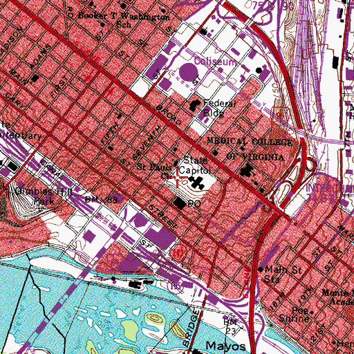 Topographic Map of Bell Tower, VA