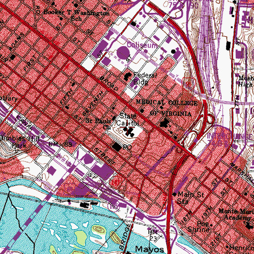Topographic Map of Capitol Square, VA