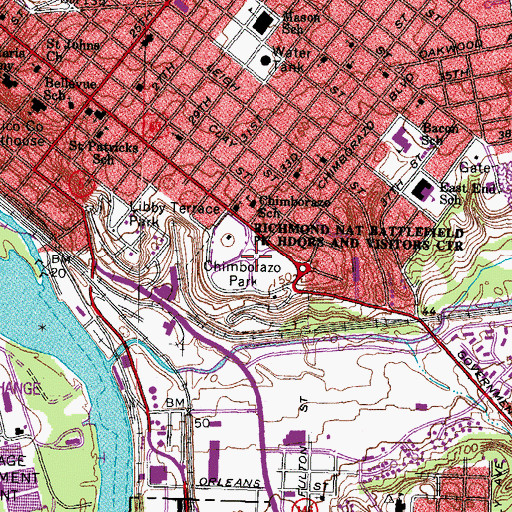 Topographic Map of Chimborazo Military Hospital (historical), VA