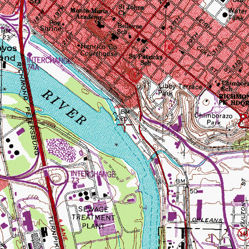 Topographic Map of Confederate Navy Yard (historical), VA
