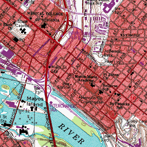 Topographic Map of General Hospital Number 12 (historical), VA