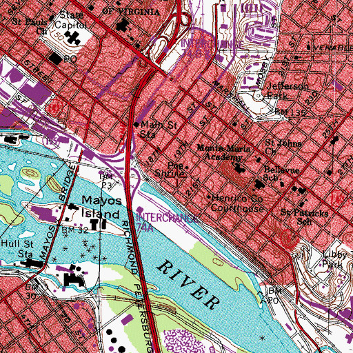 Topographic Map of Libby Prison (historical), VA