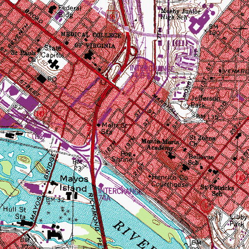 Topographic Map of Masons Hall, VA
