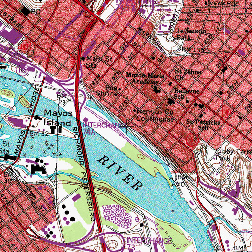 Topographic Map of Richmond City Canal, VA