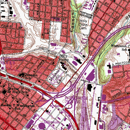 Topographic Map of Richmond City Hospital (historical), VA