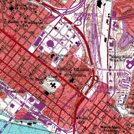 Topographic Map of Richmond Female Institute (historical), VA