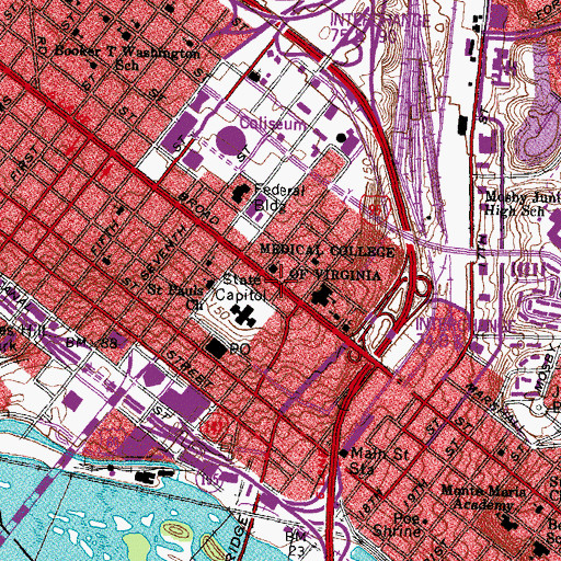 Topographic Map of Virginia State Library, VA