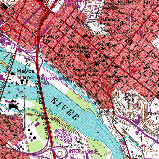 Topographic Map of York River Railroad Depot (historical), VA