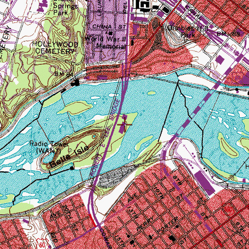 Topographic Map of Belle Island Prisoner of War Camp (historical), VA