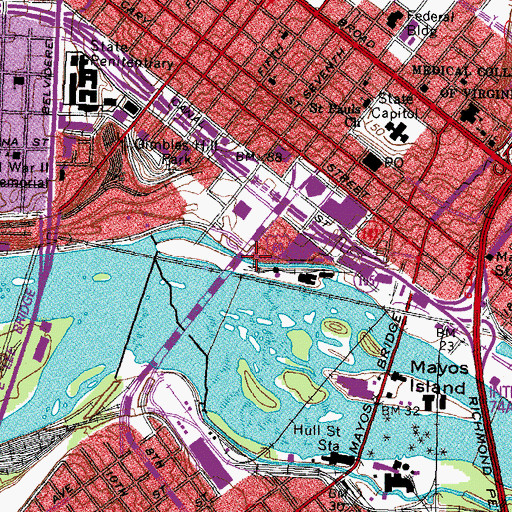 Topographic Map of Browns Island, VA